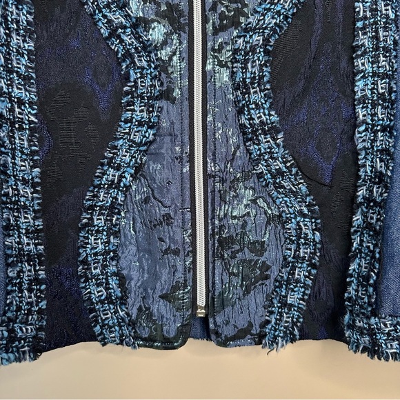 Berek Women 1X Artsy Denim Jacket Embellished Western Embroidered Blue Blazer - Picture 4 of 11